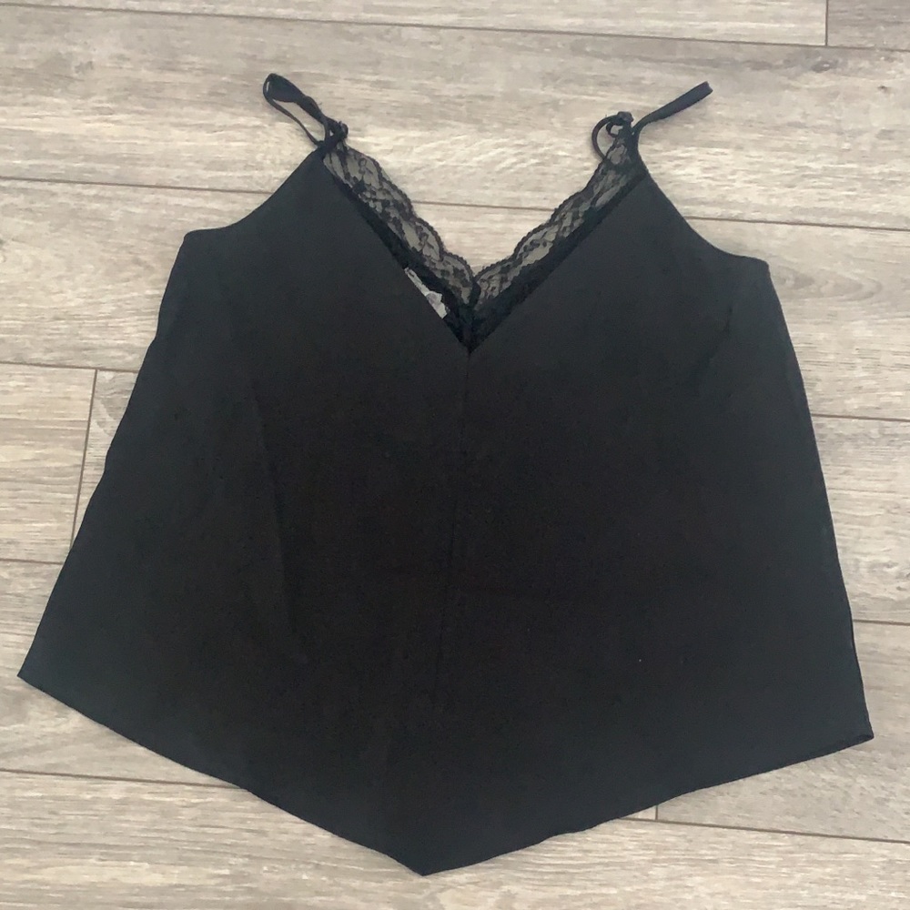 Black Strappy Tank with Lace